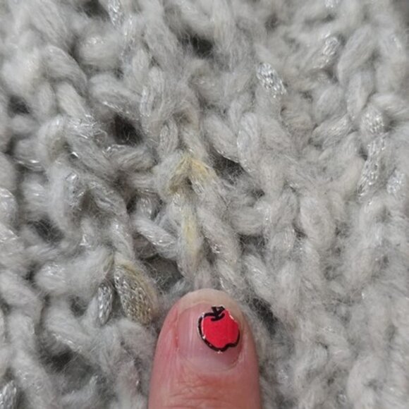 Express Women's Sweater Size Medium Light Blue Grey Chunky Knit High Neck Preppy - Picture 14 of 15